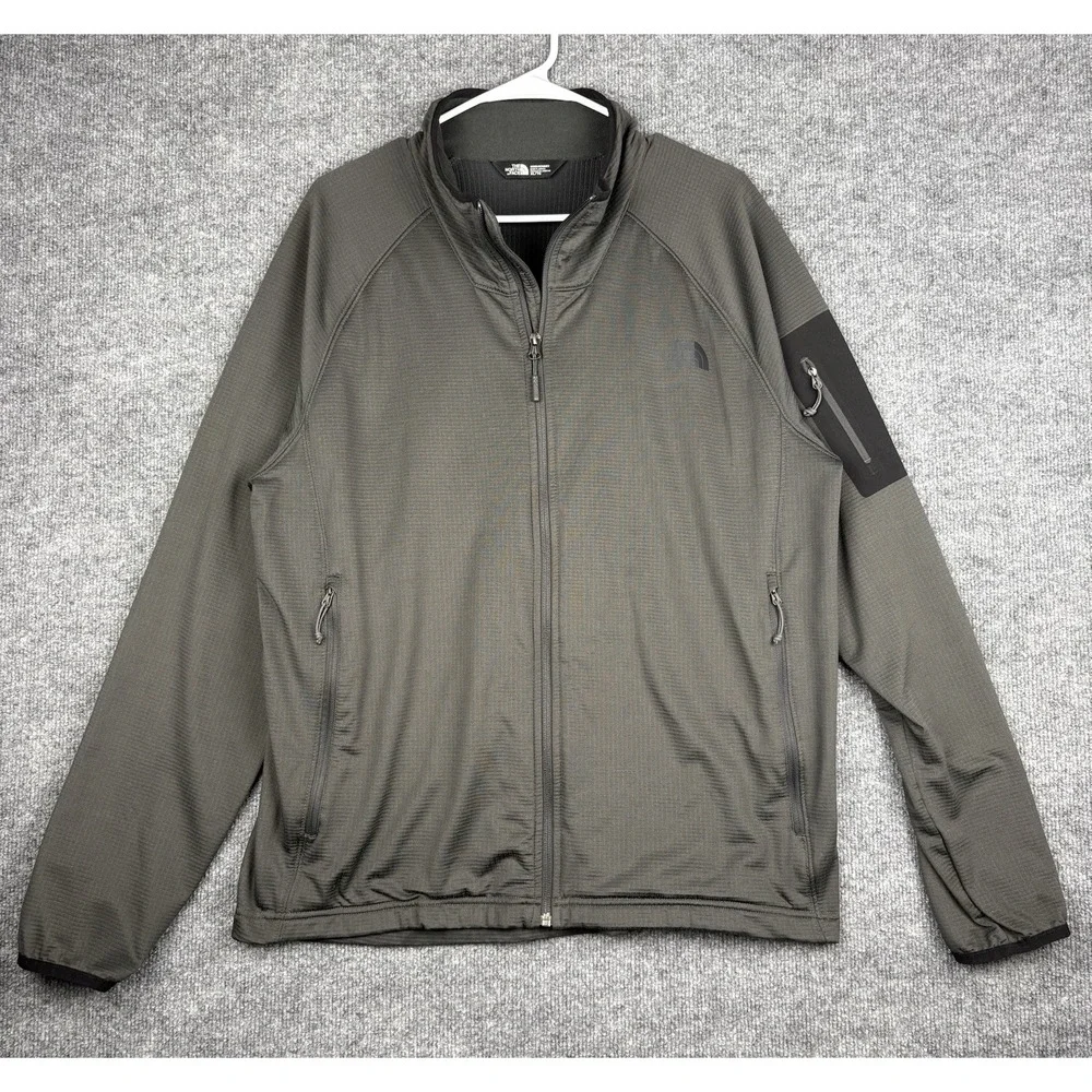 The North Face Borod Full Zip Jacket Mens XL Green Grid Fleece NF0A2VE1 Hiking